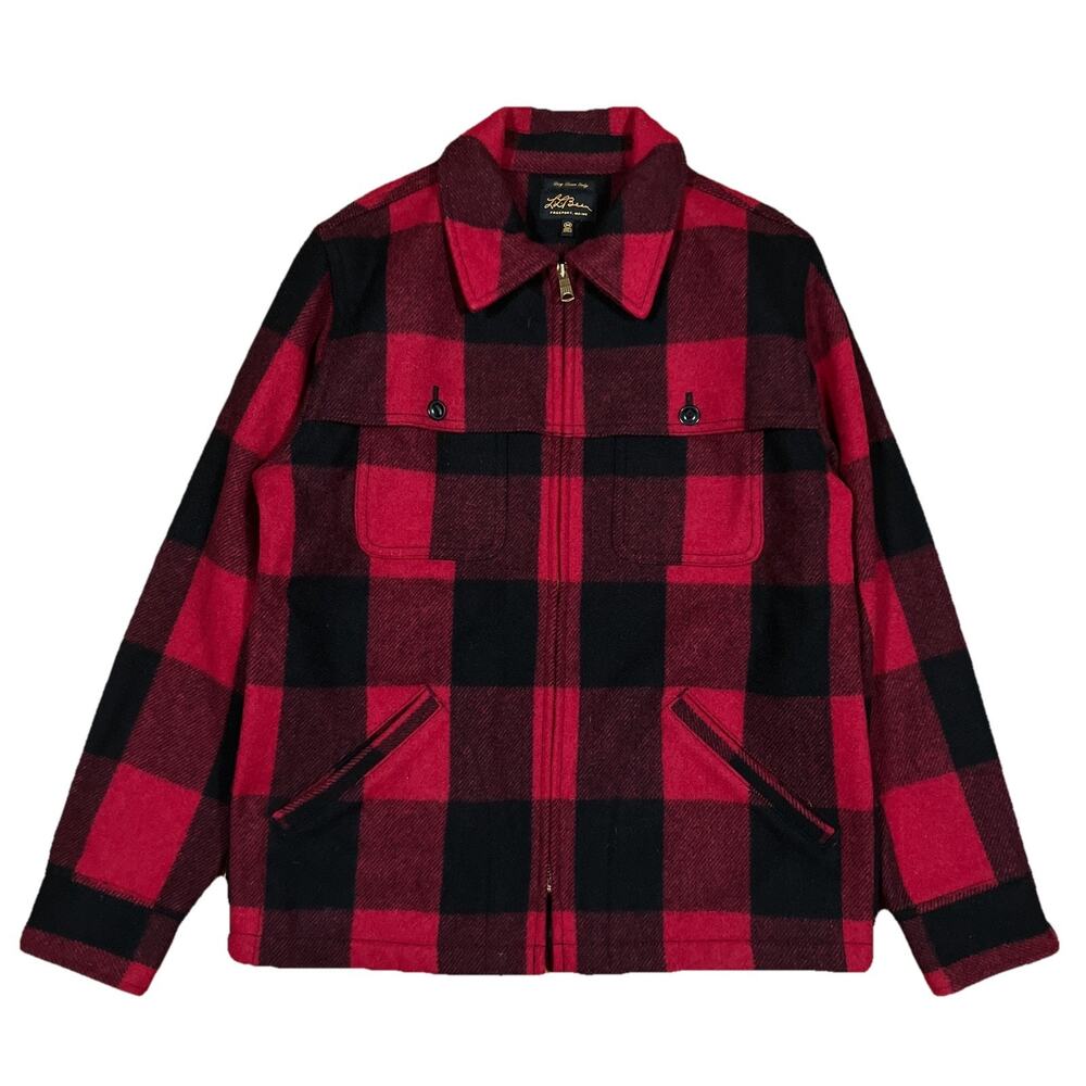 LL Bean Archive Collection Beans Stag Jacket Wool Blend Red Buffalo Plaid Medium